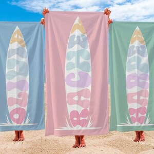 Personalized Beach Towel, surfer gifts, Surfboard Personalized Name Bath Towel, Wave Lover towel, Surf gift, Ocean Life, Summer surfers trip