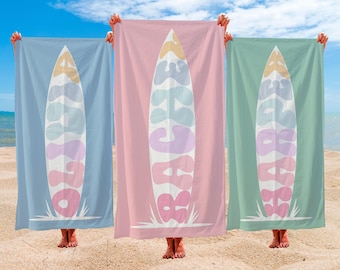 Personalized Beach Towel, surfer gifts, Surfboard Personalized Name Bath Towel, Wave Lover towel, Surf gift, Ocean Life, Summer surfers trip