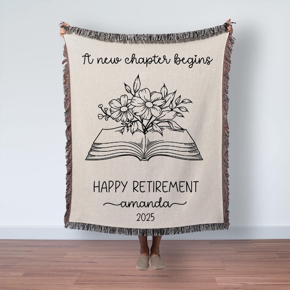 Personalized Retirement Floral Blanket Gift For Women, Retired Blanket For Teacher, Nurse, Boss Or Coworker, Officially Retired Gift For Her
