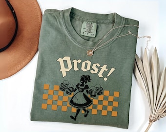 Funny Prost Oktoberfest Shirt, Comfort Colors German Beer Festival Tee, Funny Bavarian Party Top, Retro Drinking Shirt Gift, Fall Cheers Tee