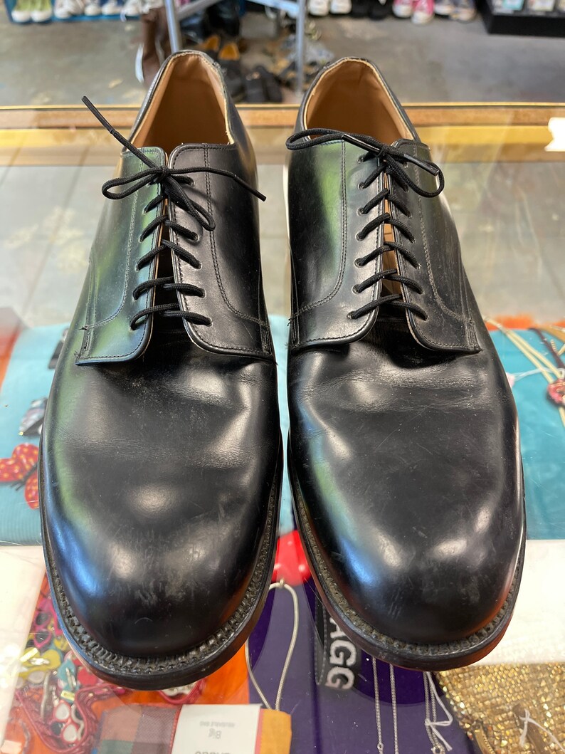 Black Oxford Shoes Leather Vintage 1960s Military Dress shoe Etsy