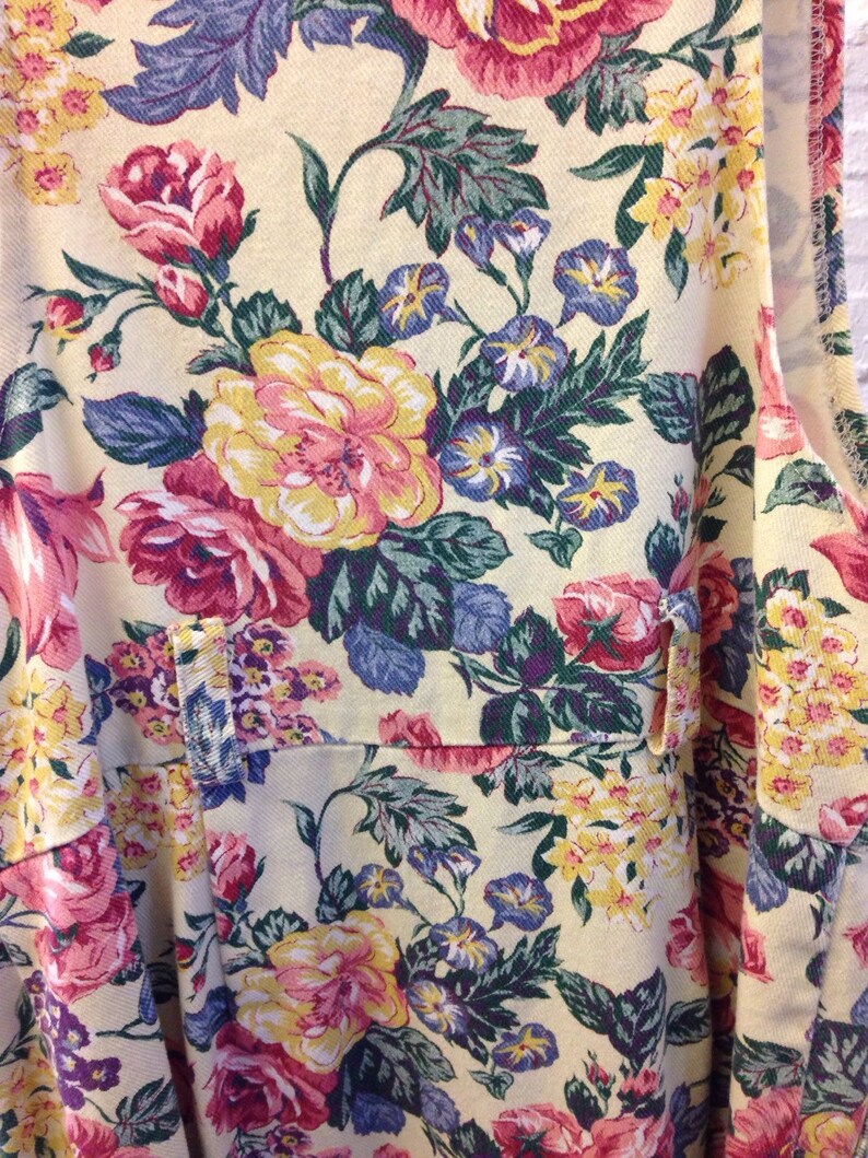 Floral Denim Dress Vintage 1990s Maxi Dress Cherokee Jumper Jean