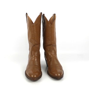 Cowboy Boots Vintage 1980s Laramie Leather Carmel Brown Boots Men's size image 2