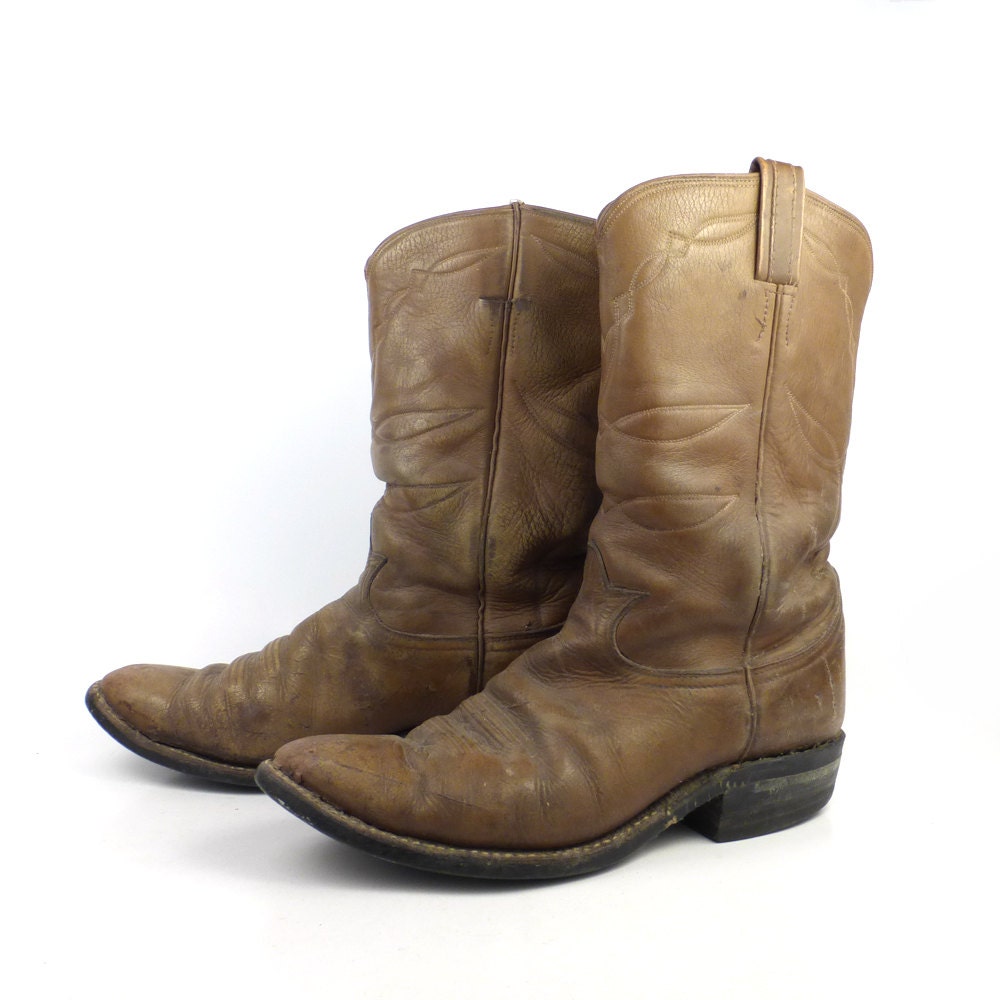 Cowboy Boots Vintage 1970s Tony Lama Leather Black Label Boots | Etsy