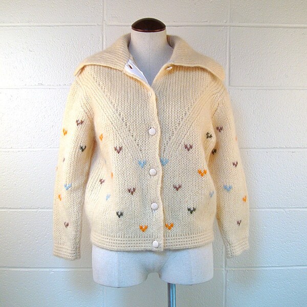 Cardigan Sweater Vintage 1960s Leroy Hearts