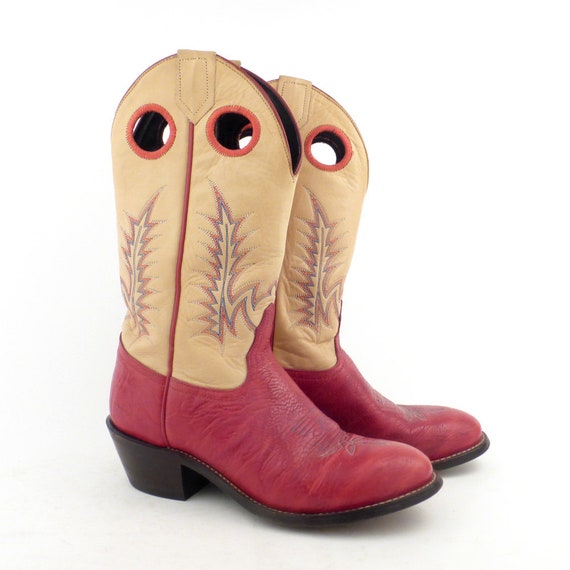 Red Cowboy Boots Vintage 1990s Tony Lama Leather … - image 1