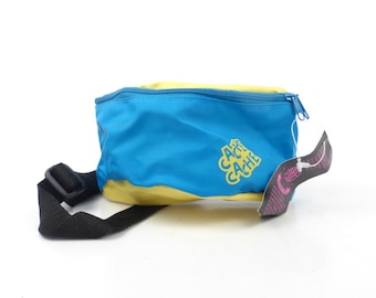 Fanny Pack Vintage 1980s Nylon Vegan Neon Waistpack Hip Blue Yellow Bum Bag