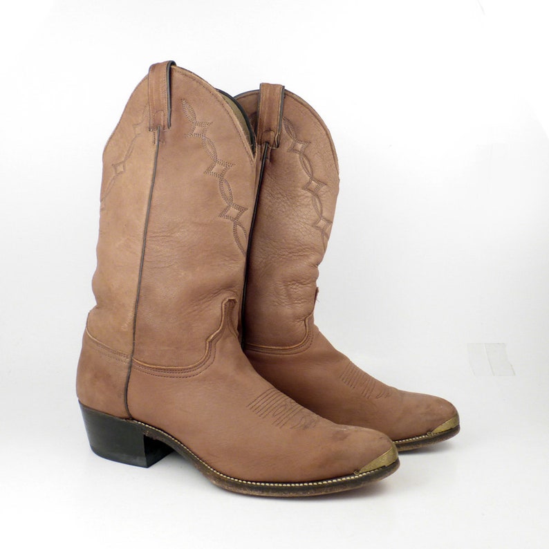Abilene Cowboy Boots Vintage 1980s Abilene Leather Brown Boots Men/'s size 10 Boots