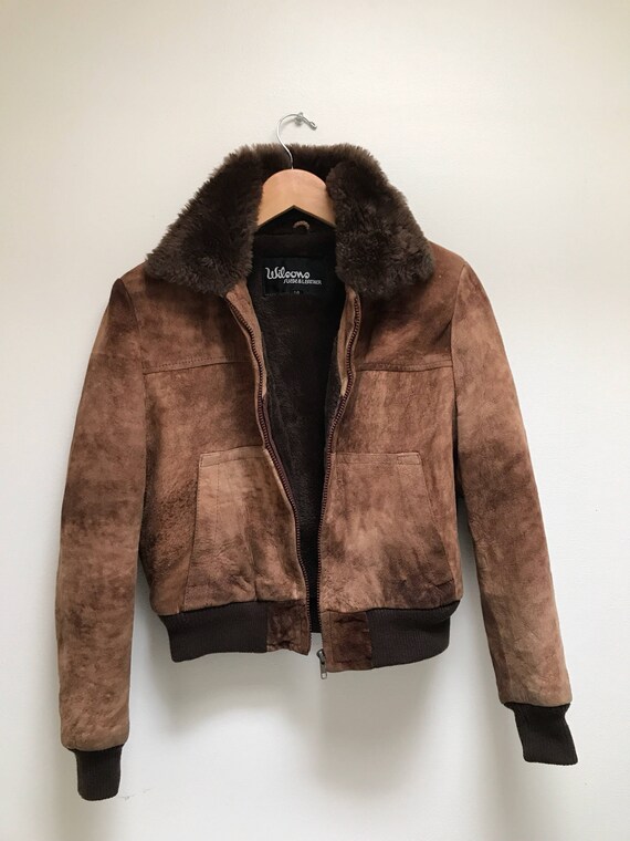 Wilsons Leather Jacket 1980s Brown Shearling Coat