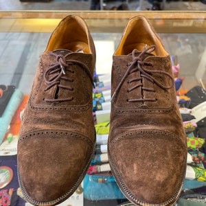 Suede Oxford Shoes Leather Vintage 1990s Men's Mezlan Brown Suede size 7 M image 1