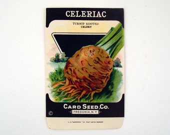 Vintage 1920s Unused Paper Seed Packet Celeriac CONTAINS NO SEEDS please read item details