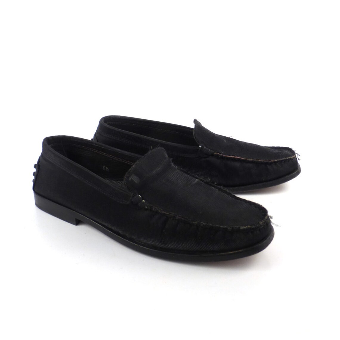 Tods Driving Loafers Vintage 1990s Black Nylon Over Leather - Etsy
