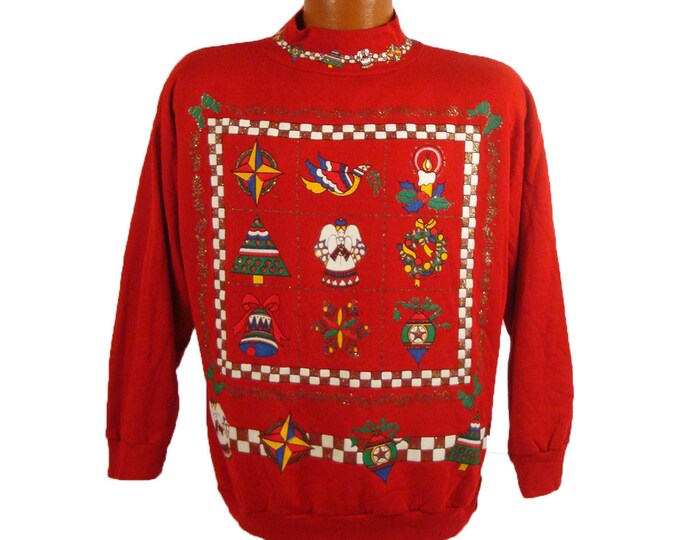 Ugly Christmas Sweater Vintage Sweatshirt Mock Neck Tacky Etsy