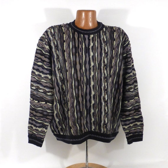 Coogi Sweater Jumper Vintage 1990s Black and Gray