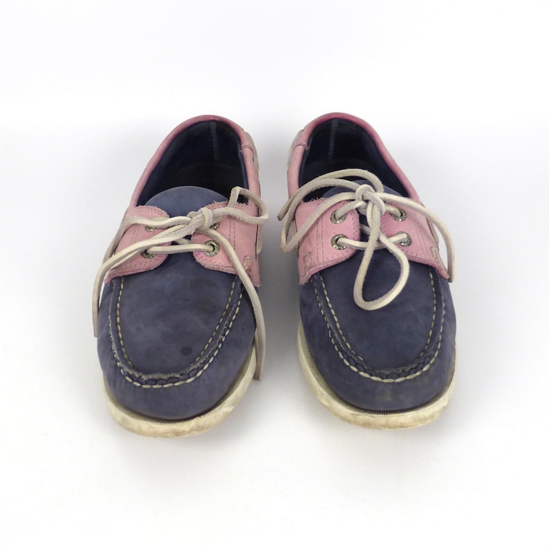 Boat Shoes Vintage 1990s Chatham Pink and Blue Deck Leather Etsy