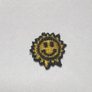 Sun Embroidered Patch Vintage 1980s Tiny Patch Emblem Smiley Face Patch