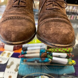 Suede Oxford Shoes Leather Vintage 1990s Men's Mezlan Brown Suede size 7 M image 5