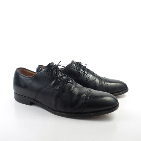 Black Oxford Shoes Leather Vintage 1980s Johnston and… - Gem