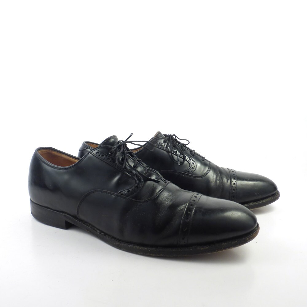 Black Oxford Shoes Leather Vintage 1980s Johnston and Murphy Black Oxford Shoes Leather Vintage 1980s Johnston and Murphy