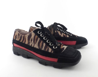 Donald Pliner Sneakers Vintage 1990s Animal Print Nineties Sport Women's size 6 1/2