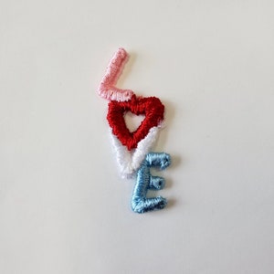 Small Love Patch Embroidered Patch Vintage 1990s Nineties Valentine&#39;s Day Tiny Patch  Emblem