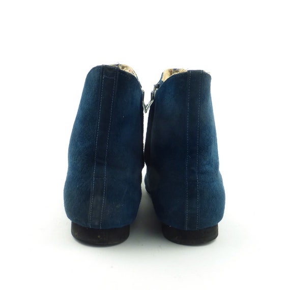 Blue Mod Boots Vintage 1960s Blue Suede shoes Ank… - image 4