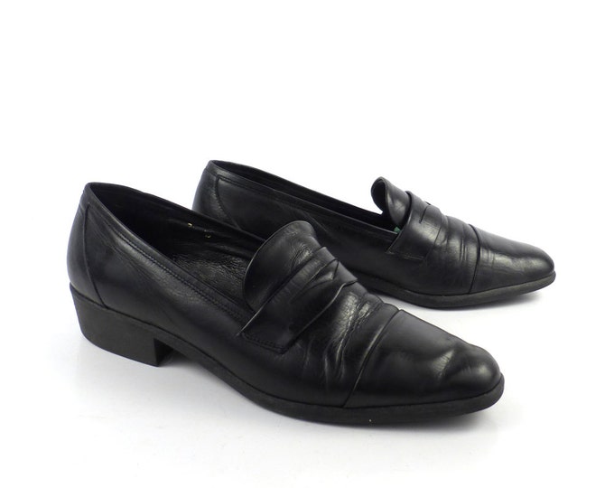 Amalfi Loafers Shoes Vintage 1980s Black Leather Made in Italy - Etsy