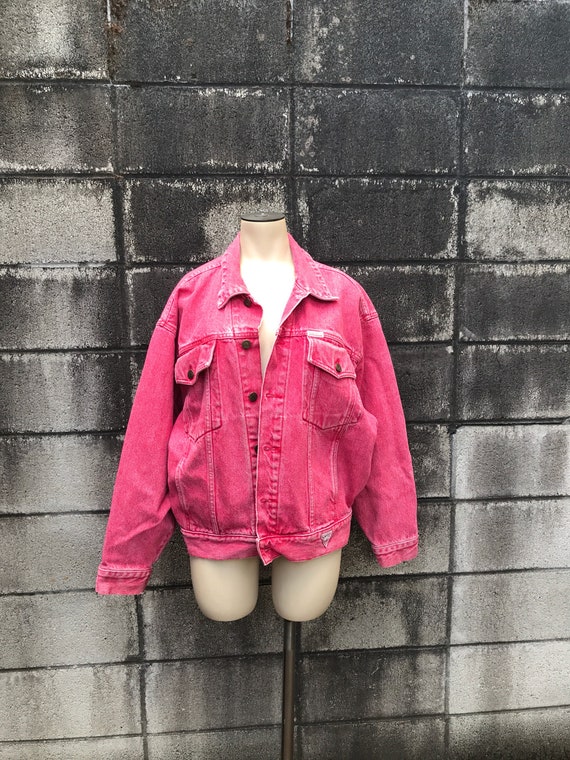 guess pink denim jacket