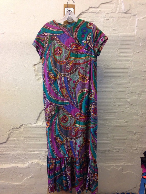 Maxi Dress 1960s Paisley Long Hawaiian Colorful Cotton - Etsy