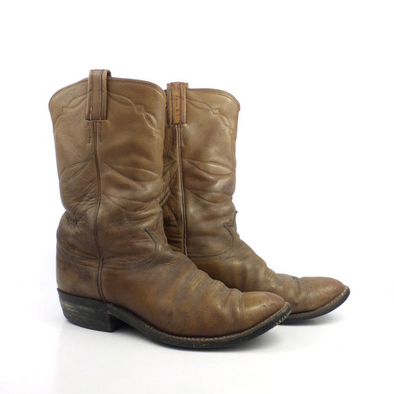 Cowboy Boots Vintage 1970s Tony Lama Leather Black