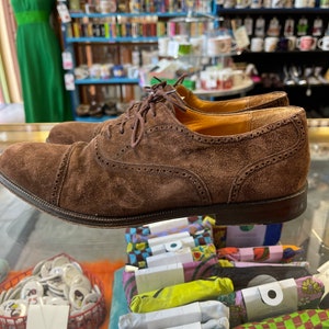 Suede Oxford Shoes Leather Vintage 1990s Men's Mezlan Brown Suede size 7 M image 4