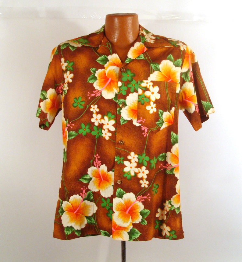 Hawaiian Shirt Vintage 1960s Hawaii Red Tiki Print Men's | Etsy