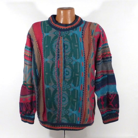 Coogi Sweater Jumper Vintage 1990s Blue Green Red