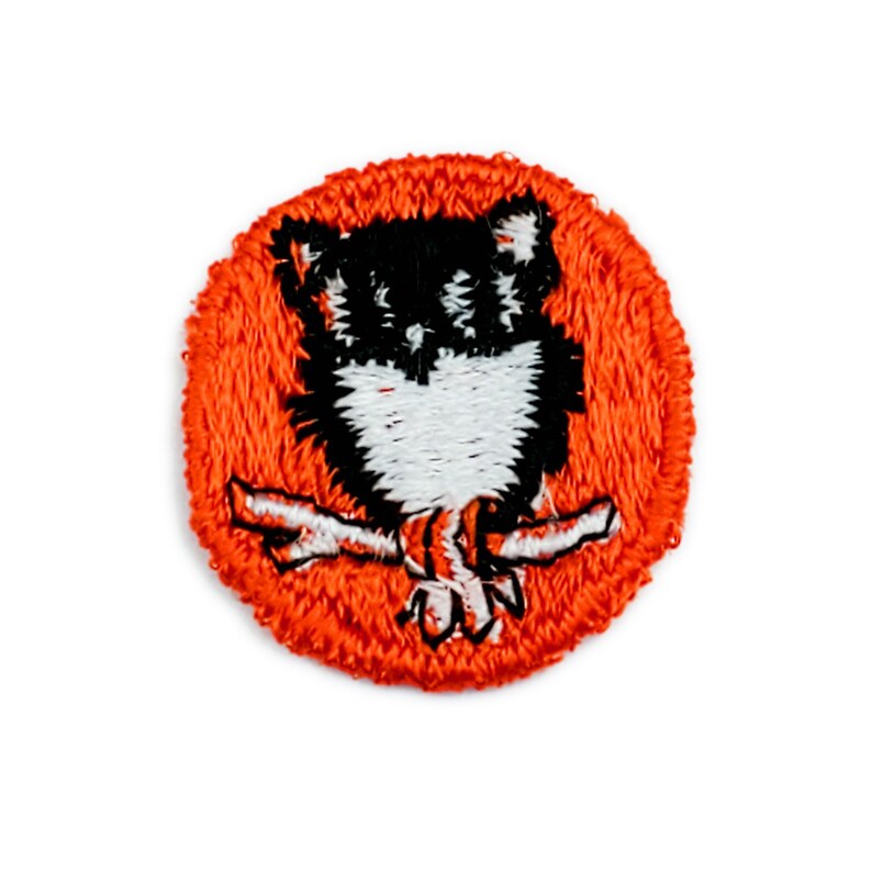 Small Owl Patch Embroidered Patch Vintage 1980s Tiny Patch Emblem image 1