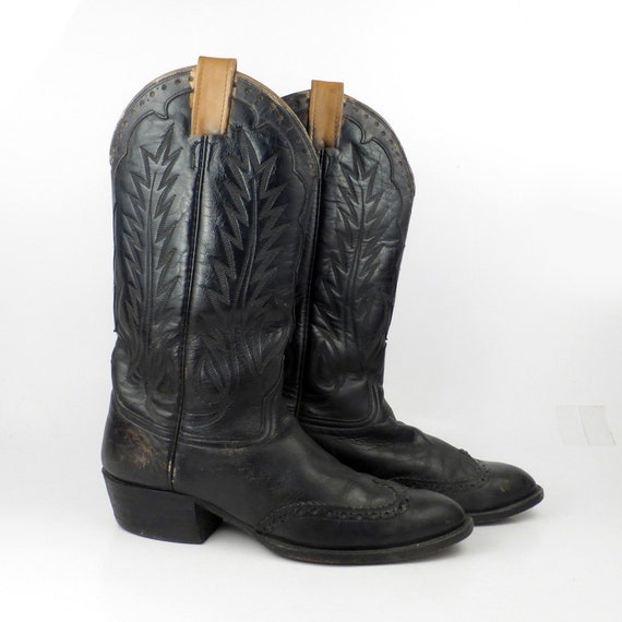 Laramie Cowboy Boots Vintage 1980s Laramie Leather Black Boots | Etsy