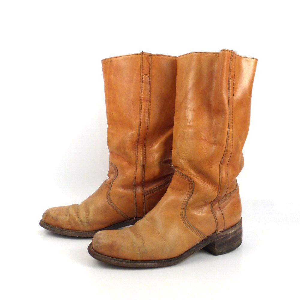 Frye Campus Boots Vintage 1970s Carmel Brown Square Toe Cowboy | Etsy