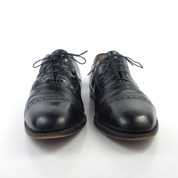 Black Oxford Shoes Leather Vintage 1980s Johnston and Murphy Black Oxford Shoes Leather Vintage 1980s Johnston and Murphy