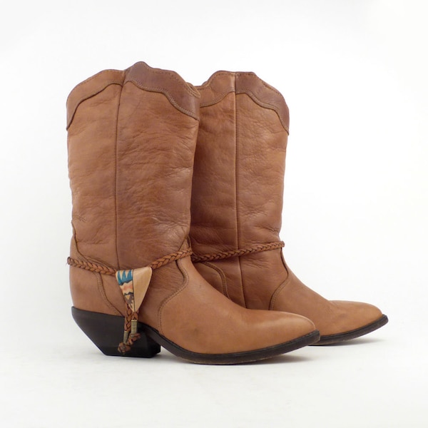 Brown Cowboy Boots Vintage 1980s Zodiac Women's size 5