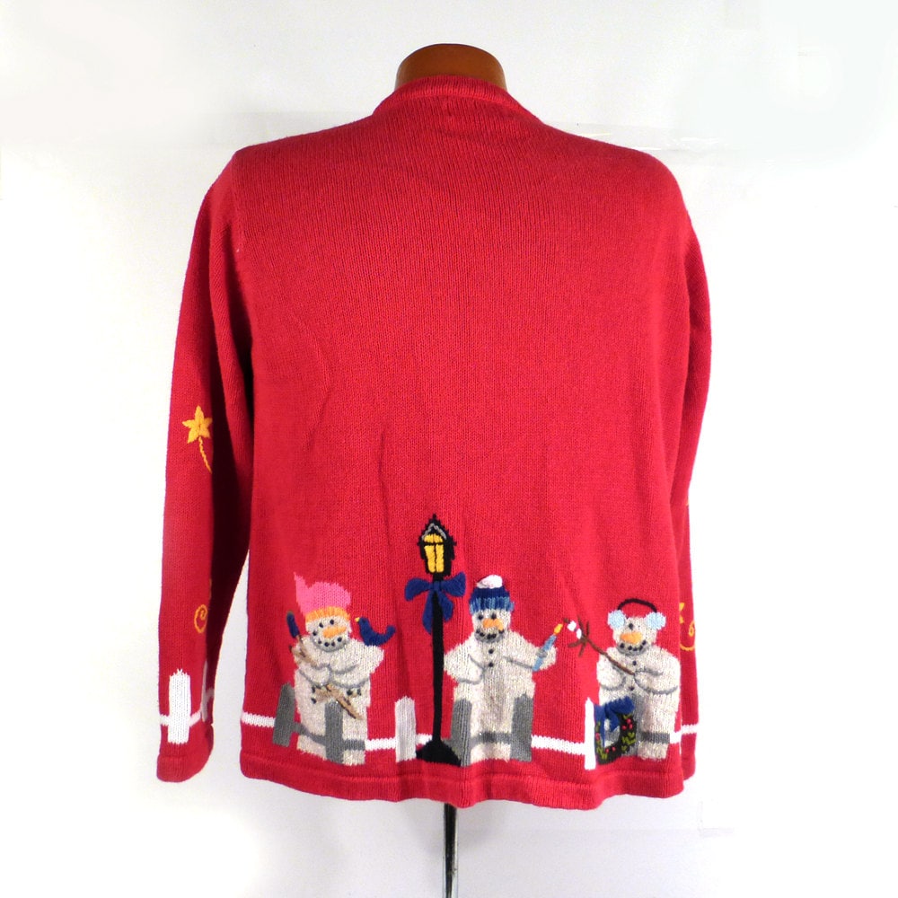 Ugly Christmas Sweater Vintage Cardigan Tacky Red Holiday Etsy