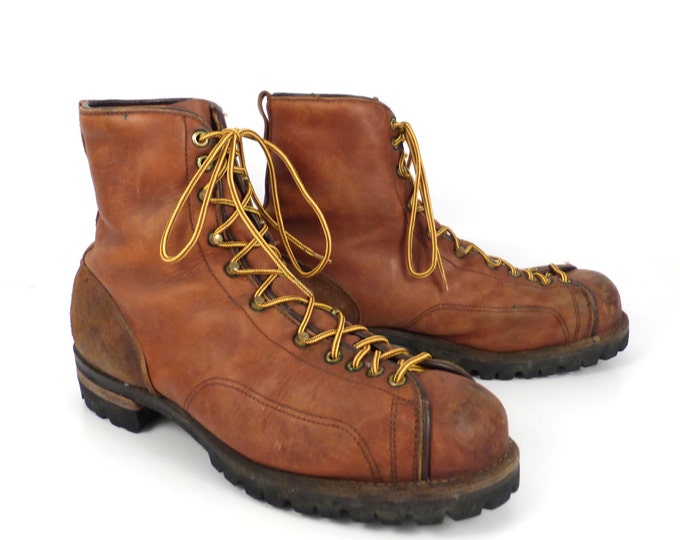 Hiking Leather Boots Vintage 1970s Danner Distressed Brown Etsy