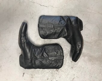 Men's Cowboy Boots 1980s Dingo Black Leather Boots size 10 D