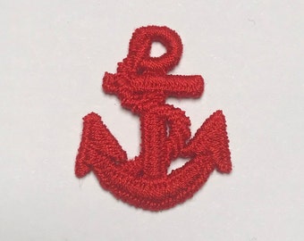 Small Anchor Patch Embroidered Patch Vintage 1980s Red Sew on Anchor Tiny Patch  Emblem