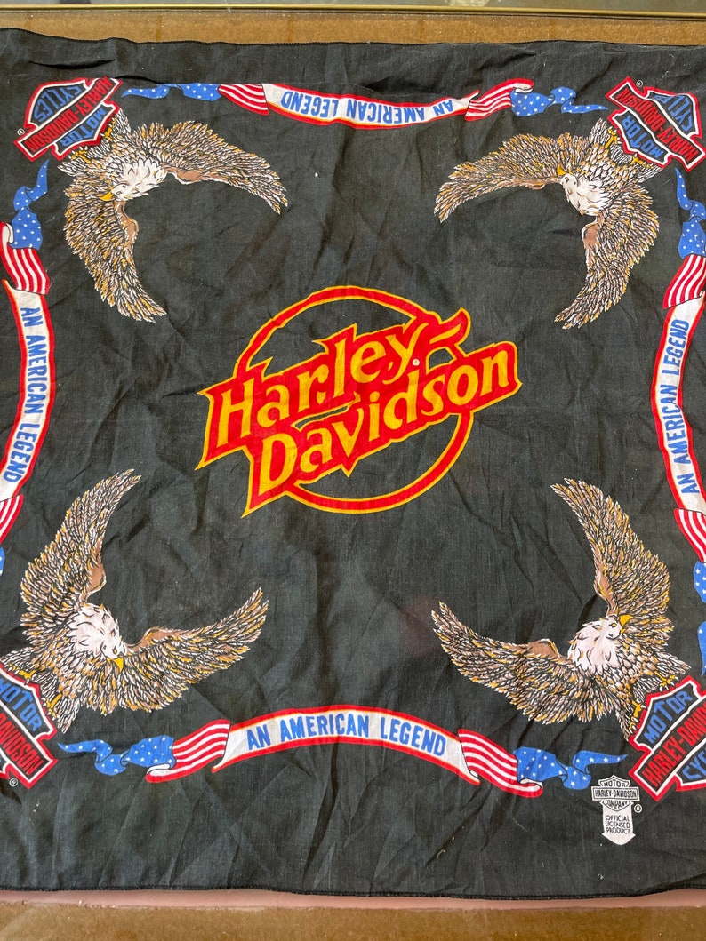 Harley Davidson bandana Vintage 1980s Eighties Scarf Usa image 1