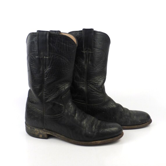 Black Cowboy Boots Vintage 1980s Justin Roper Women's size | Etsy