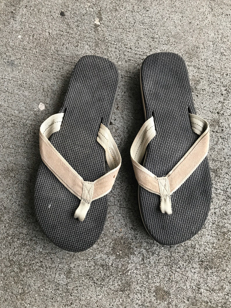 1980s Flip Flops Vintage Sandals Gray Black Stripe Foam 80s | Etsy