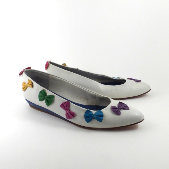Beverly Feldman Shoes Vintage 1980s Bow Wedge Shoe