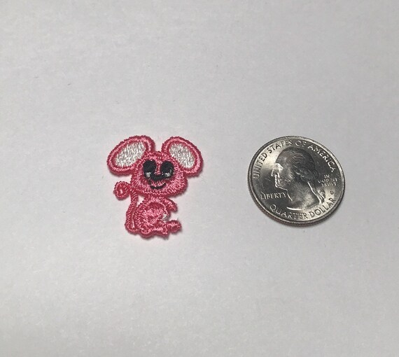 Pink Mouse Patch Embroidered Patch Vintage 1980s … - image 2