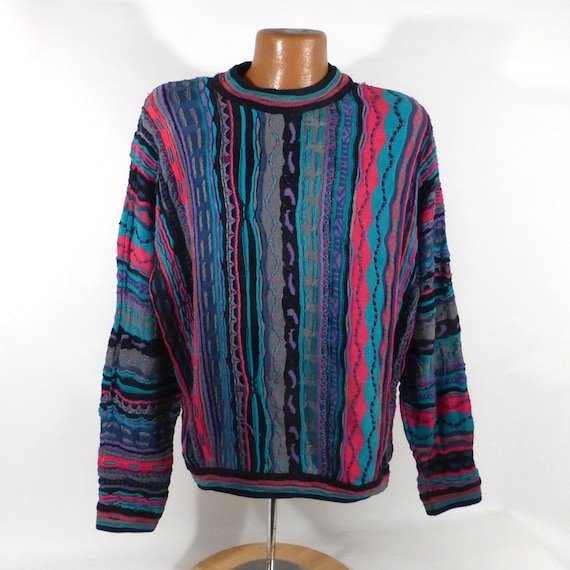 Coogi Sweater Jumper Vintage 1990s Blues Gray Blac