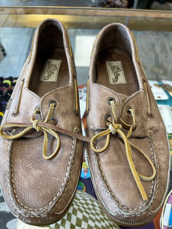 Leather Boat Shoes Vintage 1980s Levis Brown Lace up Boat Shoes Men's Size  9 1/2 -  Canada