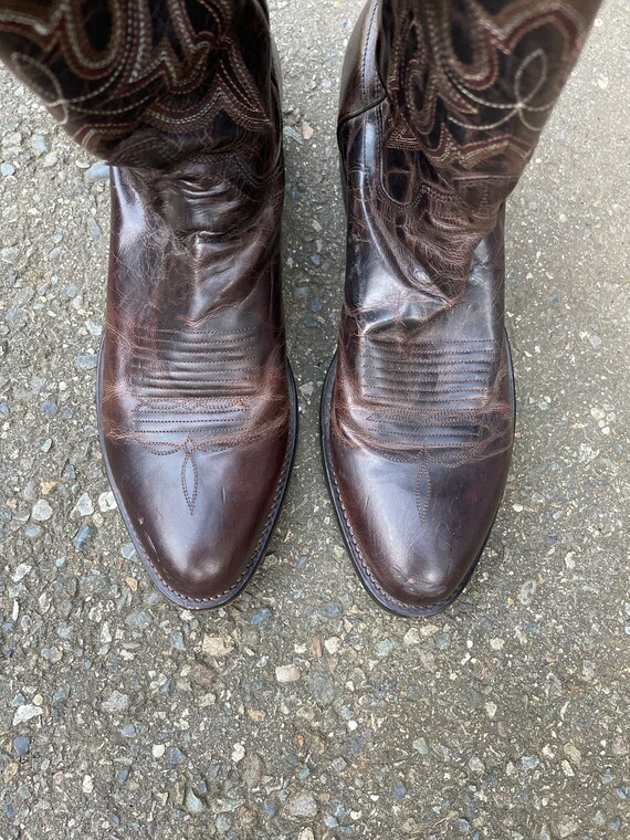 Lucchese Cowboy Boots Vintage 1990s Leather Brown Boo… Gem